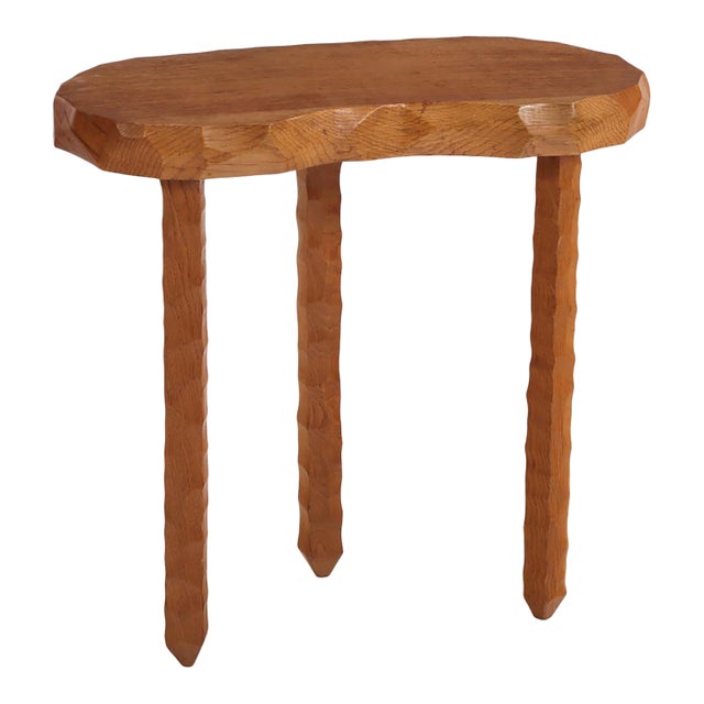 French Gouge-Carved Oak Side Table, C. 1960. For Sale