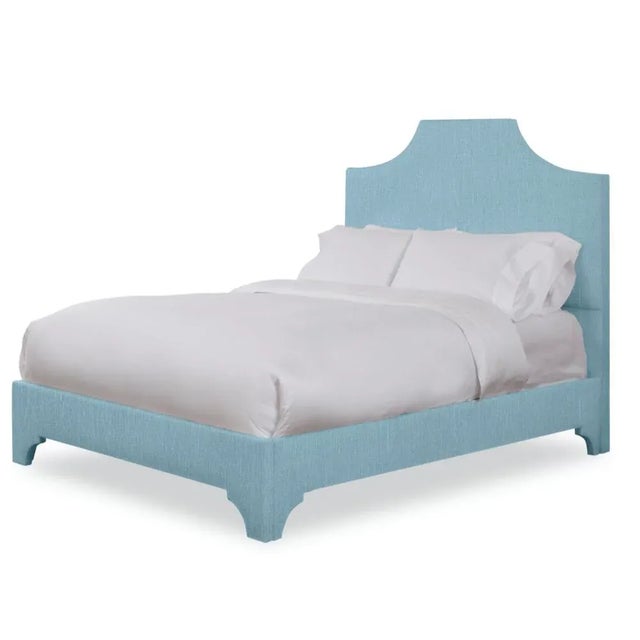 Casa Cosima Kit King Headboard, Mosaic Blue Linen For Sale - Image 4 of 5