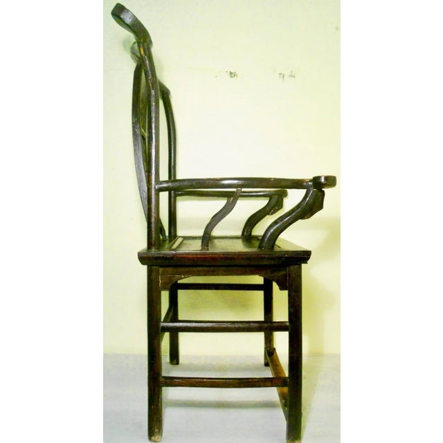 Wood Antique Chinese High Back Arm Chair, Circa 1800-1849 For Sale - Image 7 of 8