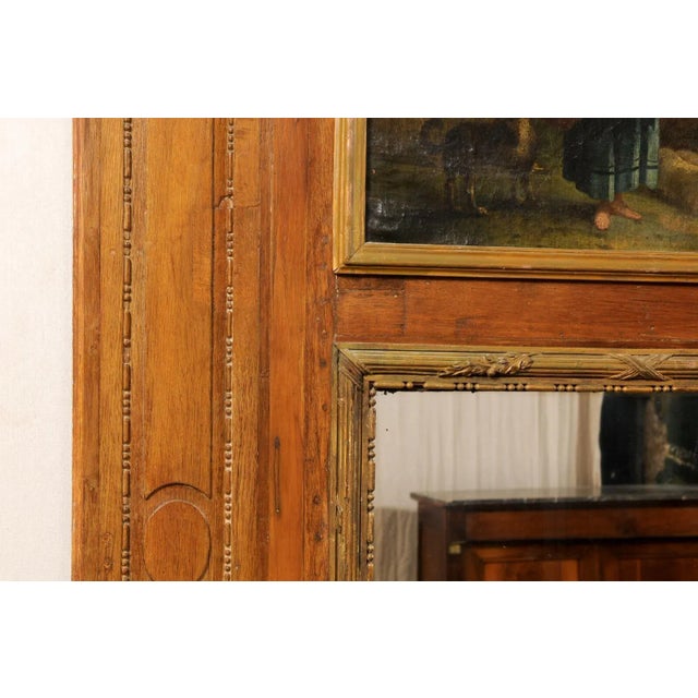 French Antique Trumeau Mirror with Painting For Sale In Atlanta - Image 6 of 12