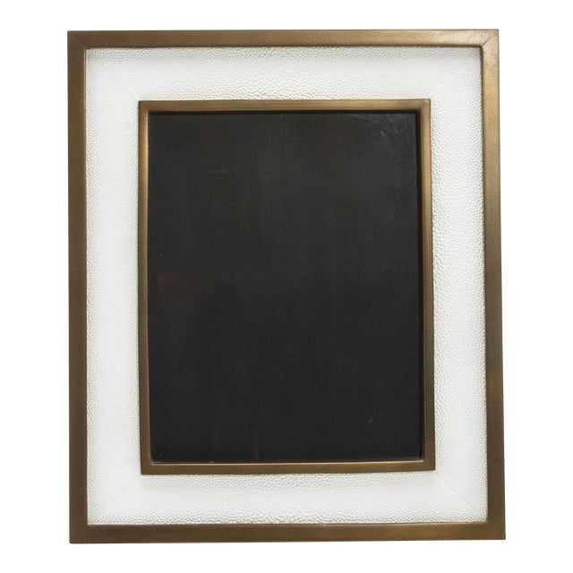 Picture Frame 8x10” in White Shagreen With Brass Details by Kifu Paris For Sale