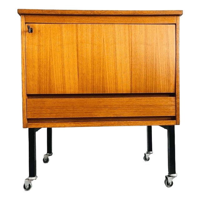 Vintage Danish Mobile Bar Cabinet in Teak, 1960s For Sale