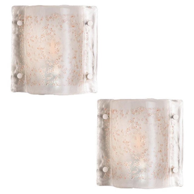 Rectangle White Wall Light in the style of Mazzega, 1970s, Set of 2 For Sale - Image 16 of 16