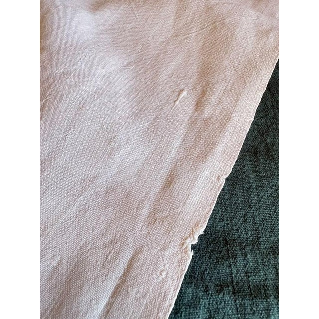 Antique French XL Linen Towel 31.5 X 73.2 Inches Hand Finished Edges Vintage French Trousseau Textile For Sale - Image 9 of 14