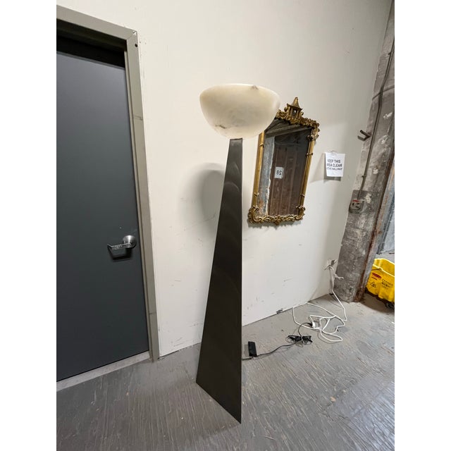 Contemporary Sarreal Sr-13 Spanish Modernist Brushed Steel Torchiere Floor Lamp For Sale - Image 3 of 12