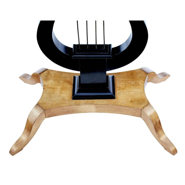 19th century inlaid birch lyre form occasional table circa 1890. Elegant piece of late 19th century swedish furniture....