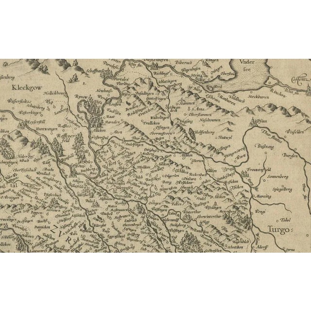 Map of Zurich and Basel Region by Mercator, 1600 For Sale - Image 3 of 11