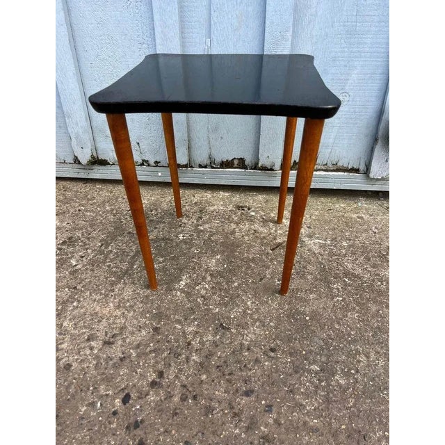 Mid 20th Century Pair Mid Century Modern Teak and Black Painted Top 2 Stacking Tables For Sale - Image 10 of 12