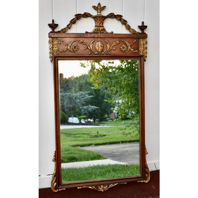 Antique Louis XVI Style Walnut Pier Wall Mirror Neoclassical Gilt Urn Crest For Sale - Image 18 of 18