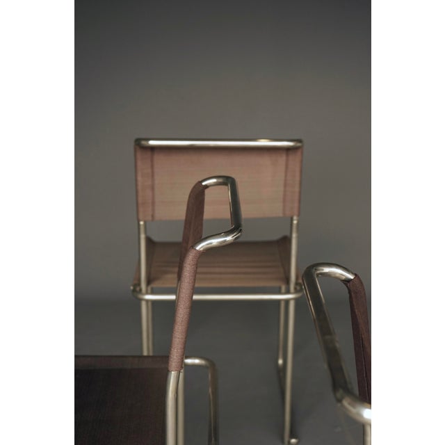 B40 Dining Chairs in Nickel-Plated Tubular Steel and Eisengarn Fabric by Marcel Breuer for Tecta, 1980s, Set of 4 For Sale - Image 11 of 18