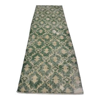 1960s Turkish Green Geometric Rug For Sale