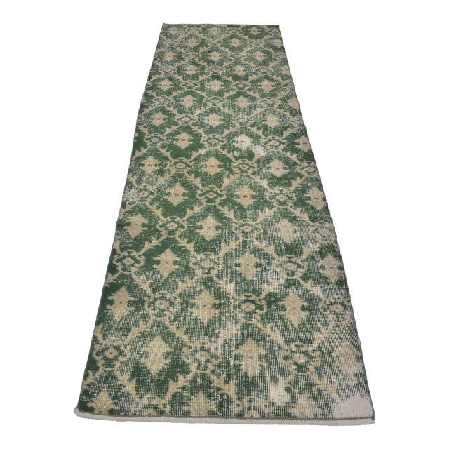 1960s Turkish Green Geometric Rug For Sale