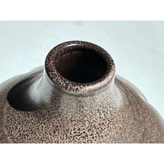Hand-Thrown Speckled Mocha Brown Glazed Studio Ceramic Vase by Kristian Körting, Germany, 1980s For Sale - Image 11 of 17