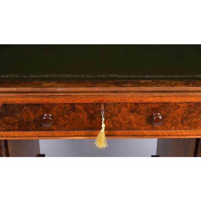 Antique Victorian Burr Walnut Twin Pedestal Desk, 1860s For Sale - Image 6 of 18