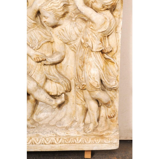 Cream Mid 20th Century Italian Plaster Relief, Roman Figure Motif For Sale - Image 8 of 10