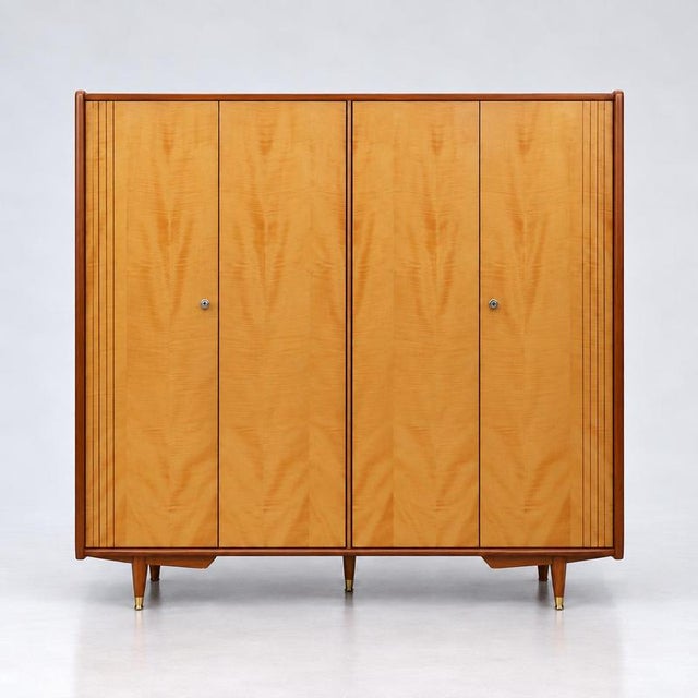 Brown Vintage 4-Door Wardrobe, 1960s For Sale - Image 8 of 8