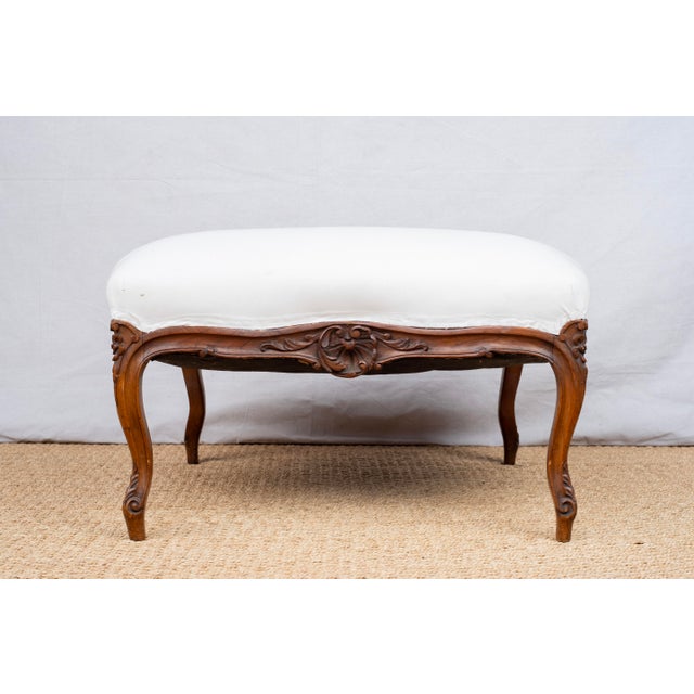 Antique French Upholstered Ottoman For Sale - Image 4 of 6