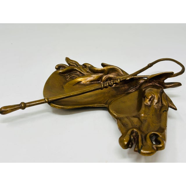 Vintage Cast Bronze Horse Head Ashtray Equestrian Dish Catchall For Sale - Image 9 of 12