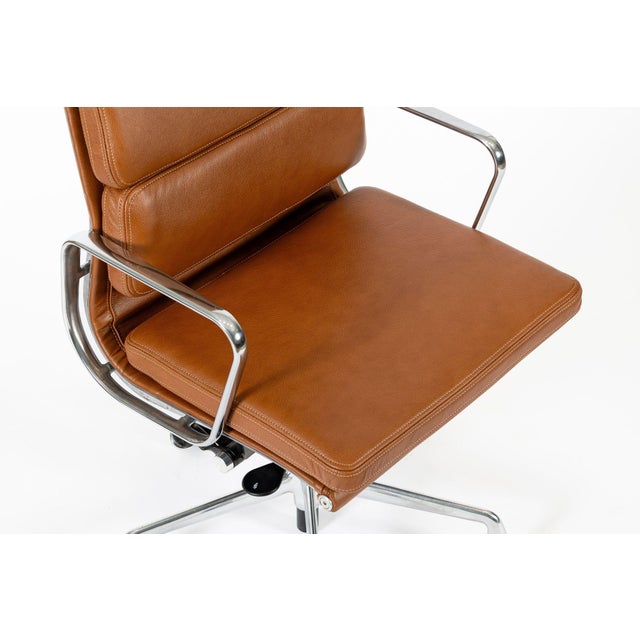 Pair Herman Miller Eames Tall Brown Leather Desk Chair Soft Pad For Sale - Image 9 of 12