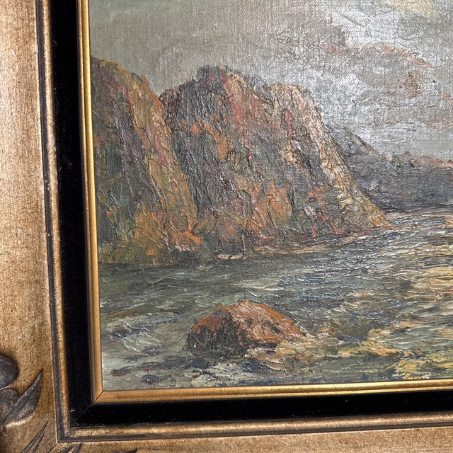 Vintage Oil Seascape Italian Painting Framed Signed For Sale In Atlanta - Image 6 of 10