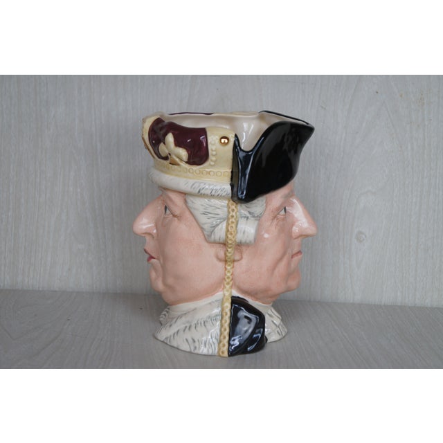 Ceramic 1980s English Signed Royal Doulton George Washington & King George III Toby Character Jug For Sale - Image 7 of 16