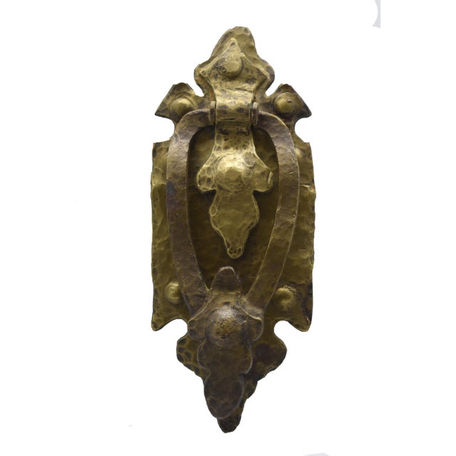 1930s 1930s Spanish Revival Hammered Brass Door Knocker For Sale - Image 5 of 5