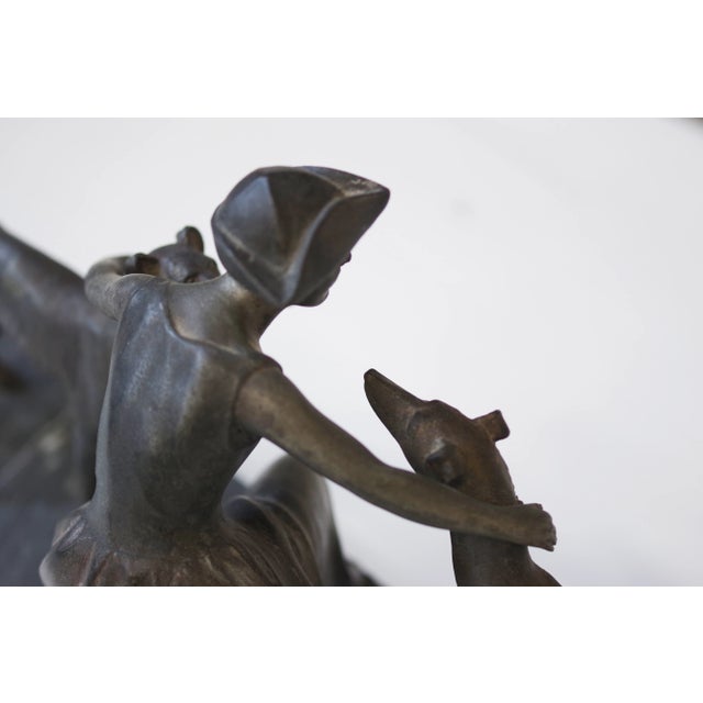 Art Deco Sculpture, 1930s, Wrought Iron on Onyx Base For Sale - Image 6 of 7