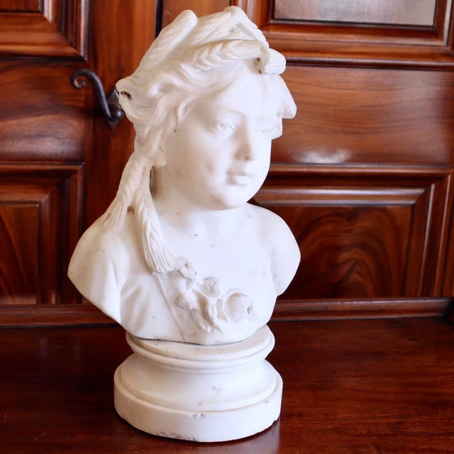 Marble Sculpture Bust of a Girl as Ceres For Sale - Image 12 of 12