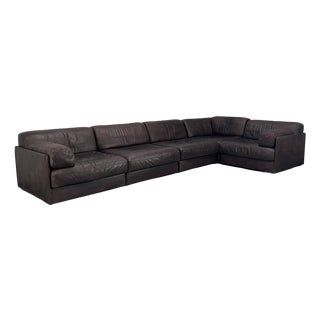 Large DS76 Modular Sofa in Brown Leather from de Sede, Switzerland, 1970s, Set of 5 For Sale