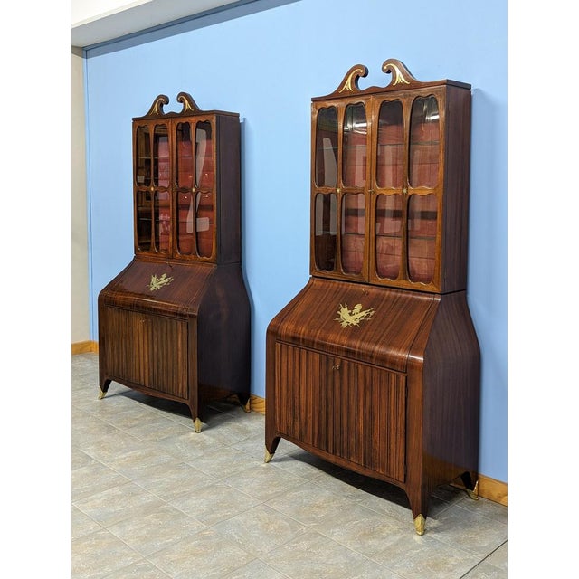 Metal Trumeau Bookcases in Mahogany from Paolo Buffa, 1950s, Set of 2 For Sale - Image 7 of 18