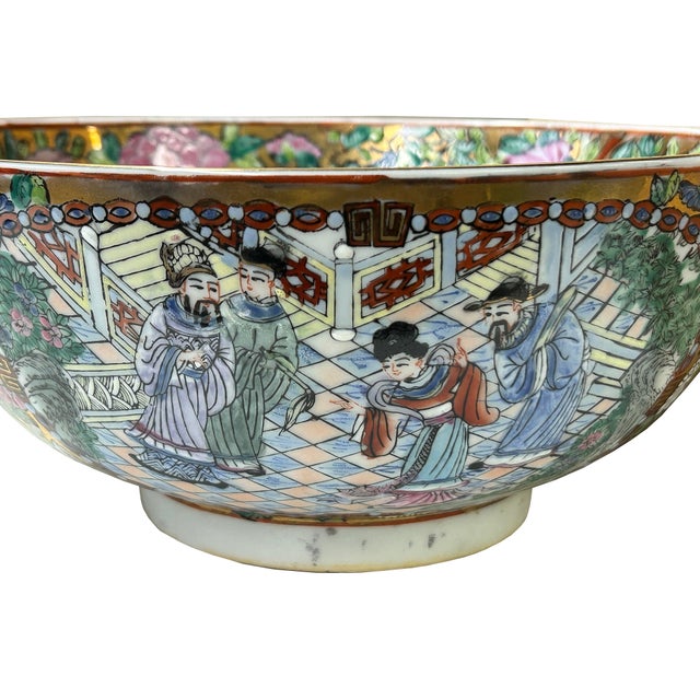 Chinese Vintage Famille Rose People Scenery Porcelain Art Bowl For Sale - Image 11 of 12