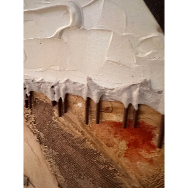 Mixed media mid century painting. Amazing texture this artist has used to create this cool piece. It is signed in lower...