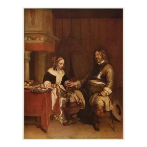 1954 After Gerard Terborch "The Gallant", Vintage Full-Color Print