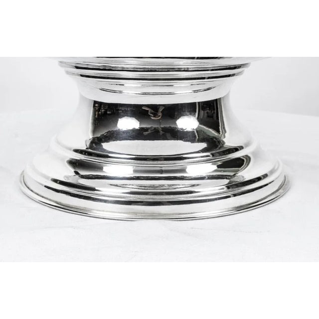 Metal Vintage Large Silver Plated Punch Bowl Cooler with Floral Decoration For Sale - Image 7 of 13