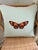 20x20 inch Designer accent pillow by Frontgate featuring an oversized butterfly collage print in vivid aqua, coral, cream,...