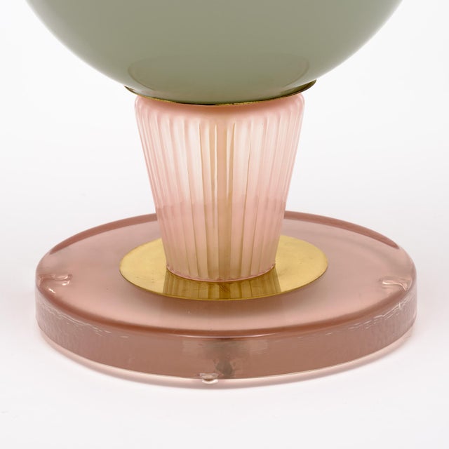 2020s Modernist Pink and Gray Venetian Glass Lamps, Murano, Italy - a Pair For Sale - Image 5 of 9