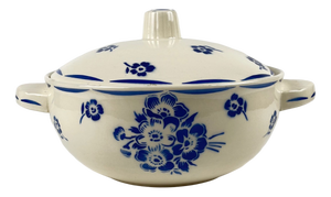 Vintage Semi-Porcelain Tureen with Blue Floral Pattern from Badonviller, 1920s