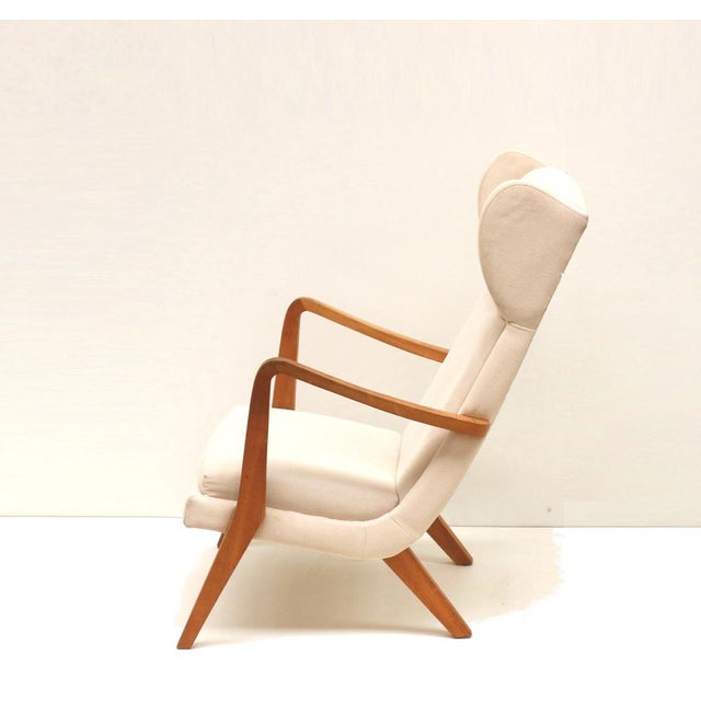 Vintage Danish Lounge Chair with Cream Upholstery, 1960s For Sale - Image 6 of 7
