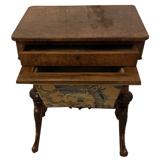 Victorian Burr Walnut Freestanding Lamp Table, 1860s For Sale