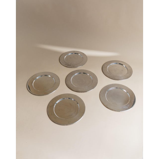 Large Vintage Silver-Plated Underplates or Plates, Italy, 1970s, Set of 6 For Sale - Image 4 of 11