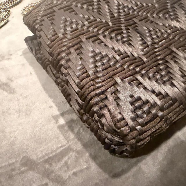 1960s Luxury Brown Woven Cotton and Brass Italian Evening Bag For Sale - Image 15 of 18