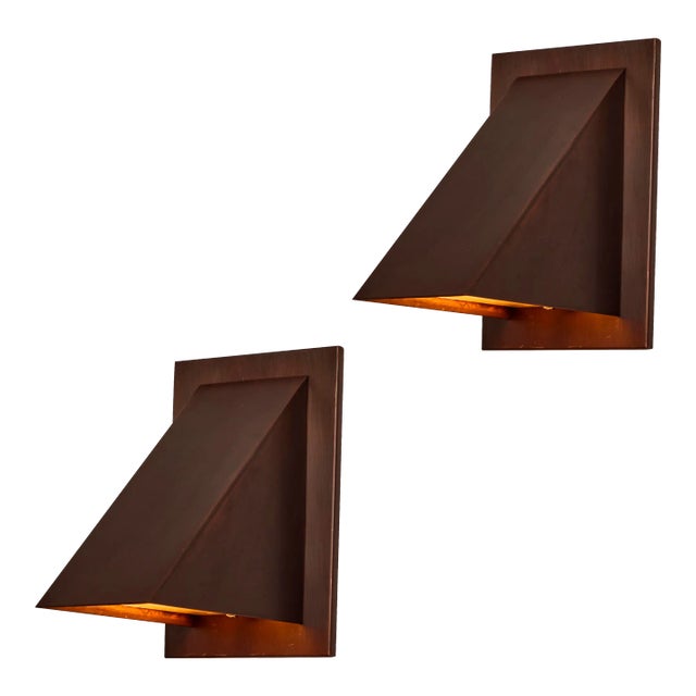 Jonas Bohlin 'Oxid' Dark Brown Patinated Outdoor Wall Lights for Örsjö - a Pair For Sale