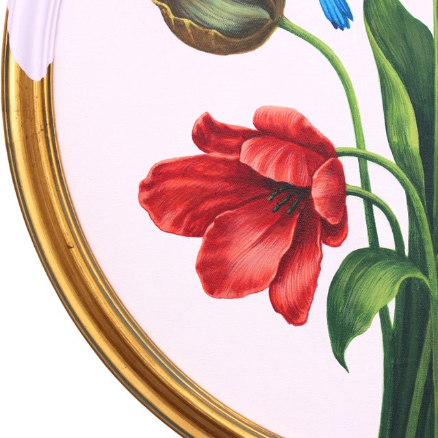 Textile Bluebird, Tulip Petals - Original Contemporary Bird and Floral Watercolor, Graphite and Ink Painting on Paper by Carlos Gamez De Francisco For Sale - Image 7 of 9