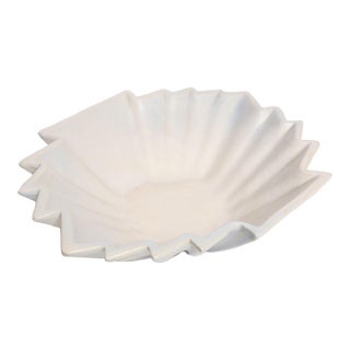 Art Deco Blue and White Matte Ceramic Lorbeek Console Bowl by Weller Pottery For Sale