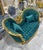Textile French Baroque Style Settee – Green Forest Velvet For Sale - Image 7 of 9