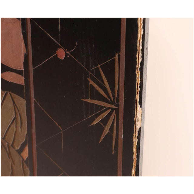 Vintage Four-Paneled Chinese Coromandel-Style Room Divider Screen For Sale - Image 10 of 13