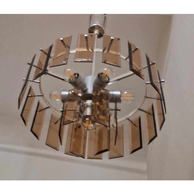 Vintage Chandelier with Silver-Colored Metal Frame, 1970s For Sale - Image 6 of 8