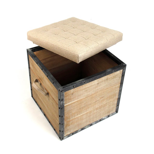 The Faye Storage Stool from Zentique is an industrial-farmhouse cube that doubles as seating and hidden storage. The...