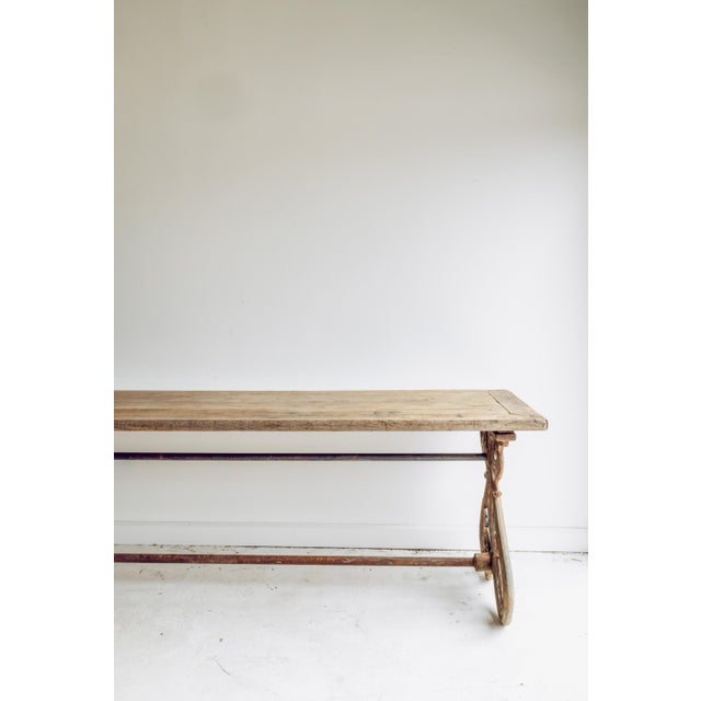 French Provincial 19th French Oak & Iron Console Table For Sale - Image 3 of 10