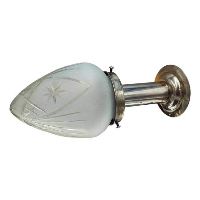 Art Deco Nickel-Plated Brass Ceiling Lamp, 1920s For Sale